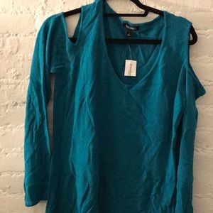 Dress barn Teal Sweater with shoulder cutouts